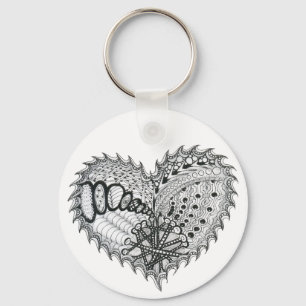 Porte-clés Doodle de feu de coeur
