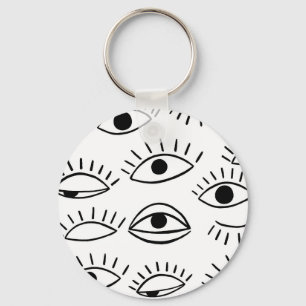 Porte-clés Doodle eye, motif créatif sans couture.