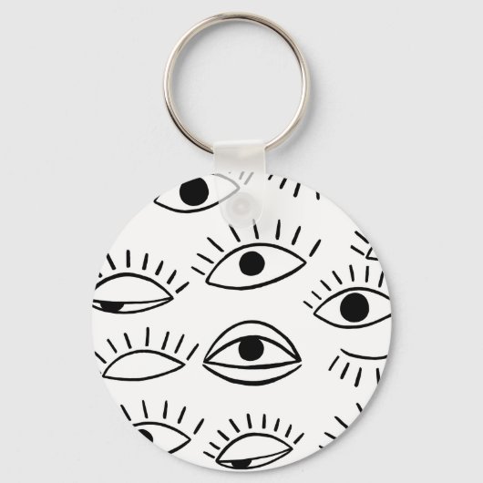 Porte-clés Doodle eye, motif créatif sans couture. (Recto)