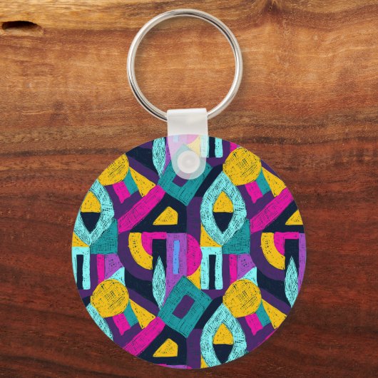 Porte-clés Doodles rétro : pop art géométrique. (Verso)