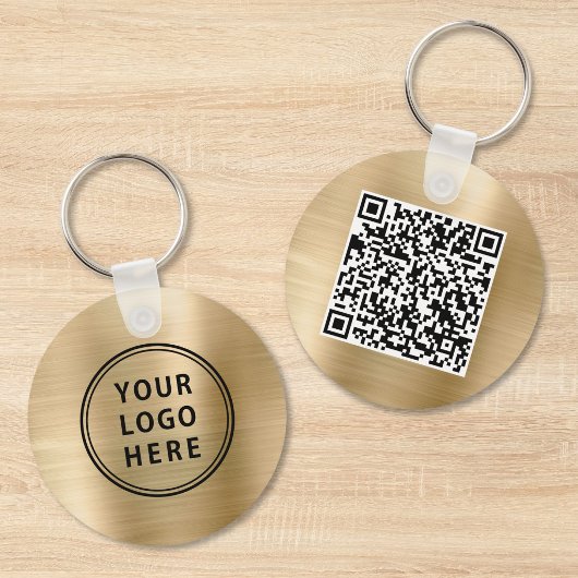Porte-clés doré promotionnel avec code QR de logo