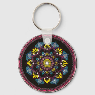 Porte-clés Dot Art coloré Mandala Boho de géométrie sacrée