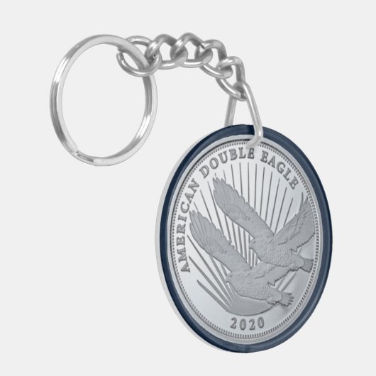 PORTE-CLÉS DOUBLE AIGLE EN ARGENT (Devant gauche)