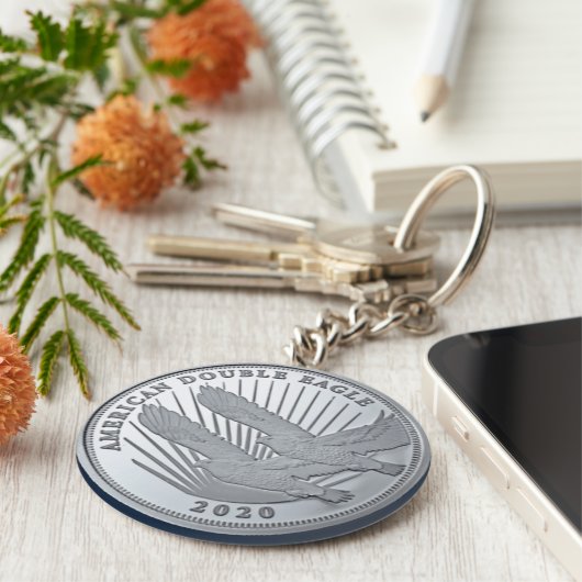 PORTE-CLÉS DOUBLE AIGLE EN ARGENT (Côté)