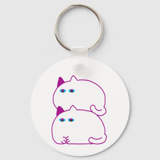 Porte-clés Double Chonky White Cat (Recto)