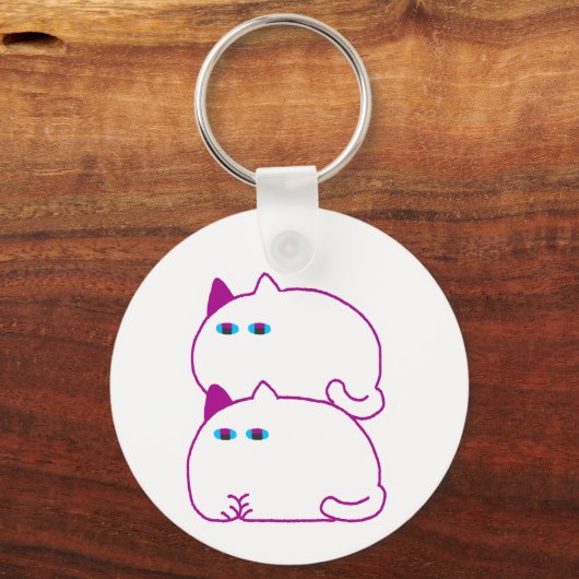 Porte-clés Double Chonky White Cat (Recto)