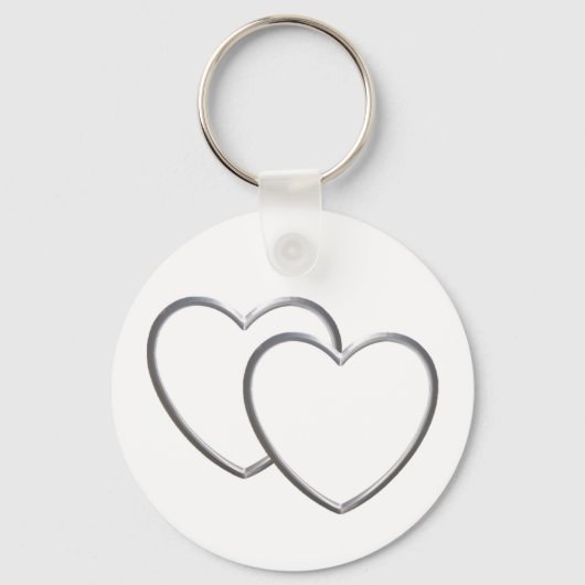 Porte-clés Double coeur argenté (Recto)