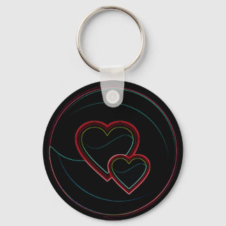 Porte-clés Double Coeur en noir
