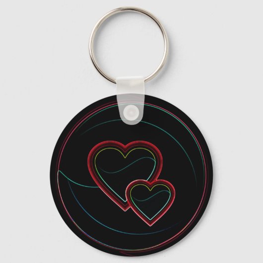 Porte-clés Double Coeur en noir (Recto)