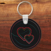 Porte-clés Double Coeur en noir (Recto)