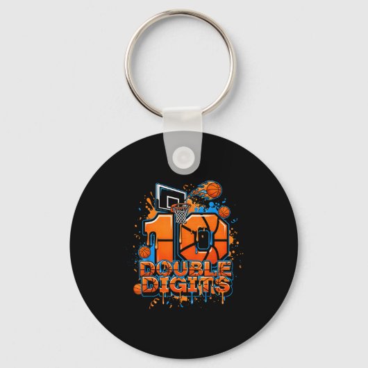 Porte-clés Double Digits Birthday 10 Year Old Boy Basketball (Recto)
