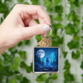 Porte-clés Double exposition de loup mignon Imaginaire (main)