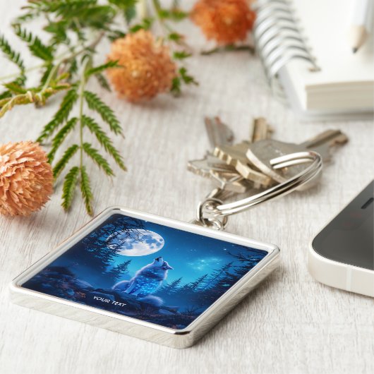 Porte-clés Double exposition de loup mignon Imaginaire (Côté)