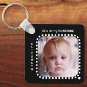 Porte-clés Double face 2 photos nom noir blanc (Recto)