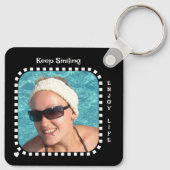 Porte-clés Double face 2 photos nom noir blanc (Dos)