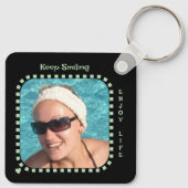 Porte-clés Double face 2 photos nom noir vert (Dos)