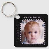 Porte-clés Double face 2 photos nom noir violet (Recto)