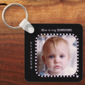 Porte-clés Double face 2 photos nom noir violet (Recto)