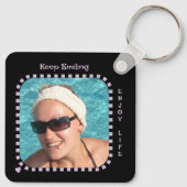 Porte-clés Double face 2 photos nom noir violet (Dos)