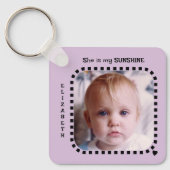 Porte-clés Double face 2 photos nom soleil violet (Recto)