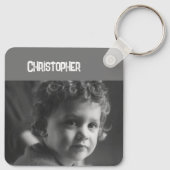 Porte-clés Double face amour papa ajouter nom blanc gris phot (Dos)
