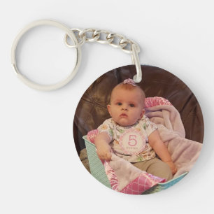 Porte-clés double face avec photo de bébé personna