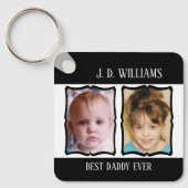 Porte-clés Double face meilleur papa ajouter nom 4 photo noir (Recto)