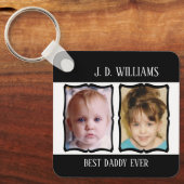 Porte-clés Double face meilleur papa ajouter nom 4 photo noir (Recto)