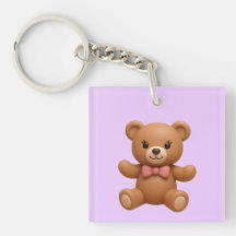 Porte-clés double face personnalisé Teddy et Couro