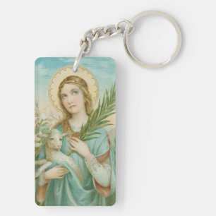 Porte-clés Double Image Sainte Agnès de Rome (MH 01)