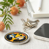Porte-clés Double Logo Emblème Loup Avec Cercle Doré (Côté)