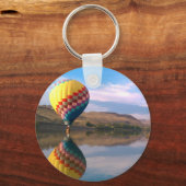 Porte-clés Double PLANCHE. Ballon à air chaud sur la rivière  (Recto)