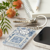 Porte-clés Double QR Code pour Business Elegant Blue Toile (Devant droit)