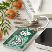 Porte-clés Double QR Code pour Business Green Malachite Stone (Devant droit)