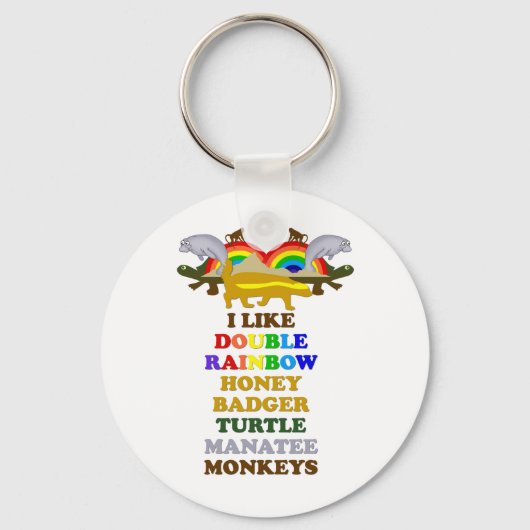 Porte-clés Double Rainbow Honey Badger Turtle singes manatés (Recto)