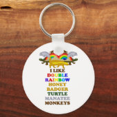 Porte-clés Double Rainbow Honey Badger Turtle singes manatés (Recto)