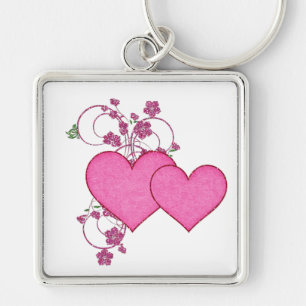 Porte-clés Double Rose Coeur & Parties scintillant Design Sai