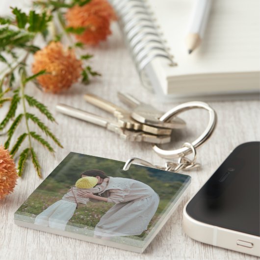 Porte-clés Double Sided Custom Family Photo (Devant Droit)
