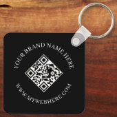 Porte-clés Double Sided QR Code Custom Text Black Keychains (Verso)