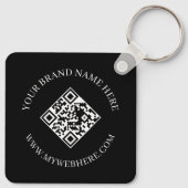 Porte-clés Double Sided QR Code Custom Text Black Keychains (Dos)
