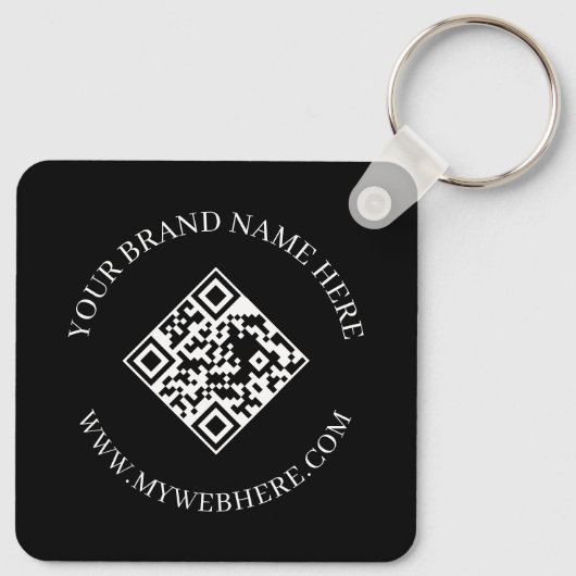 Porte-clés Double Sided QR Code Custom Text Black Keychains (Dos)