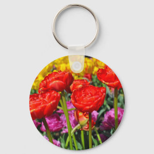 Porte-clés Double tulipe rouge
