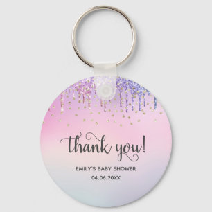 Porte-clés Douce Fête de Naissance Rose et Or Glitter