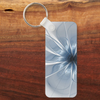 Porte-clés Doux et tendreté bleu fleur imaginaire fractal cu