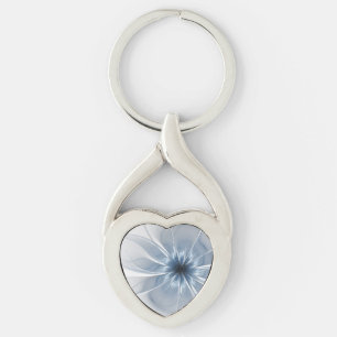 Porte-clés Doux et tendreté bleu fleur imaginaire fractal cu
