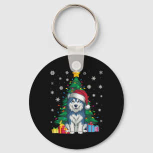Porte-clés Doux moche Xmas Arbre Lumières Alaskan Malamute Ch