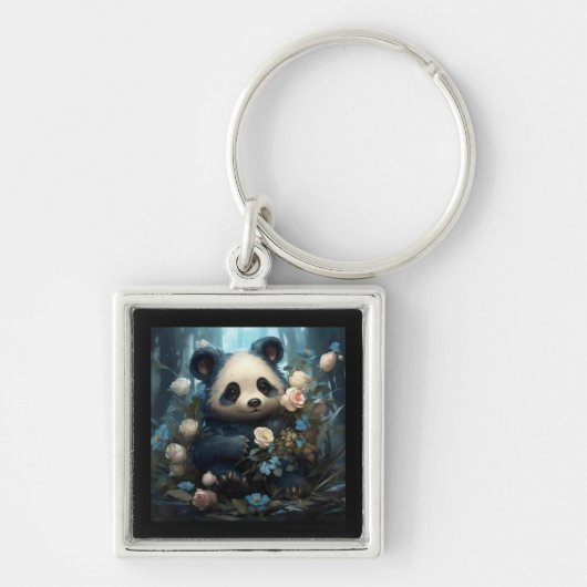 Porte-clés Doux Ours De Panda Chez Les Roses De La Jungle (Devant)