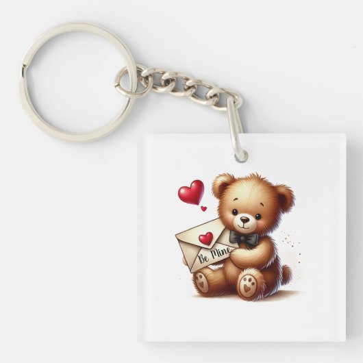 Porte-clés Doux ours en peluche Saint-Valentin Fais-moi à moi (Devant)