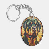 Porte-clés Doux tournevis en verre chien Rottweiler (Devant gauche)