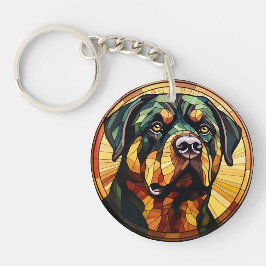 Porte-clés Doux tournevis en verre chien Rottweiler (Devant)